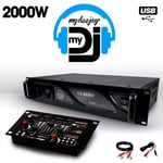 Amplificateur sono 2 x 1000W MY DEEJAY AX-2000 MyDj + Table de mixage DJ21 4 voies 7 entrées + USB