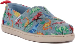 Toms Tiny Alpargata Washed Denim Dinomite Dinos Blue Multi Infants UK 4 - 10