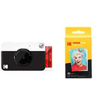 Kodak Printomatic Digital Instant Print Camera - Full Color Prints On ZINK 2 x 3 Inch Sticky-Backed Photo Paper (Black) Print Memories Instantly & Zink Photo Paper - Pack of 20