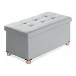 Banc de Rangement, Pouf Coffre Rangement avec Pieds de Tabouret, Coffre de Rangement, Coffre a Jouet, Pouf Salon, Gris Clair, 76 x 38 x 38 cm