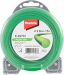 Makita E-02705 Mowing Line Round 2.0 mm x 15 m Round Trim Trimmer Line, Nylon, Green, for Strimmer and Brush Cutters