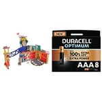 Simba 109251059 Feuerwehrmann Sam Mega-Feuerwehrstation XXL Fireman Fire Station, Black, 0 + Duracell NEW Optimum AAA Alkaline Batteries [Pack of 8], 1.5 V LR03 MX2400