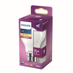 Philips ampoule LED Standard B22 75W Blanc Chaud Dépolie, Verre