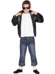 Boys T-bird Black Jacket Kids Grease Musical Fancy Dress Danny Costume With Logo