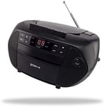 Groov-e Traditional Boombox - Portable Cassette Tape & CD Player with Radio, 3.