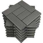 WOLTU Carrelage de sol Dalle WPC 30x30cm, pour jardin terrasse extérieur fixation plug-in, Gris Clair 22 pièces-2 m² GTF004hgr-2