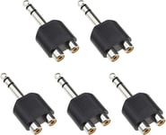 5Pcs 6.35Mm 1/4 Pouce Prise Mâle Stéréo Vers Double Prise Jack Rca Phono Femelle Connecteurs Convertisseurs Audio Adaptateurs Séparateurs Y[VID061095]