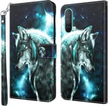 Housse Pour Oneplus Nord Ce 5g Coque Portefeuille Pu Leather Wallet Housse De Protection Visuel Magnetica Shell Bumper Flip Case Cartoon Les Loups Cover Pour One+Nord Ce 5g Housse