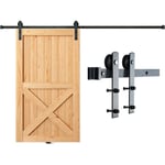 Vevor Kit Quincaillerie de Porte Coulissante de Grange 244 cm Rail Porte Coulissante Convient Porte Simple Largeur 1,12-1,32 m Epaisseur 32-45 mm