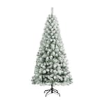 Sapin de Noël 210 cm Kris Kringle, Pin artificiel floqué, Arbre à effet réel, Sapin de Noël, 99x99 h210 cm, Vert et Blanc