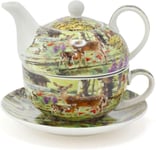 All Creatures Great & Small China Tea-For-One Teapot Cup and Saucer Set