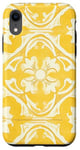 Coque pour iPhone XR Carrelage floral jaune avec détails ornementaux