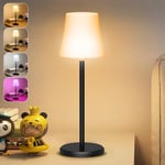 Ainostone Lampe de Table Sans Fil Avec 3 Température de Couleur + RGB LED Lampe de Chevet USB Rechargeable Intensité Variable Contrôle Tactile IP54 Etanche pour Exterieur Intérieur Dîner Chambre