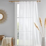 Drift Home - Rideau en Coton Semi-Transparent Blanc - 140 x 137 cm - Coton recyclé Durable - 1 Panneau de Rideau en Blanc - Rideau Transparent Blanc - Voile/Filet Blanc pour fenêtre