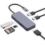 oditton HUB USB C, Station d'accueil 6 en 1 Adaptateur USB C avec Sortie HDMI 4K, USB 3.0 Jusqu'à 5Gpbs, Fente pour Carte SD et TF, Compatible pour Ordinateur Portable et Autres Appareils de Type C