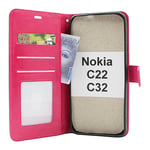 Crazy Horse Wallet Nokia C22 / C32 (Hotpink)