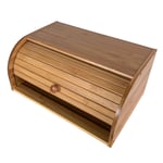 NEW! Single Layer Roll Top Bamboo Wooden Bread Bin Kitchen Storage