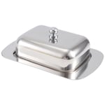 1X(Luxious Stainless Steel Butter Dish Box Container Shiny Cheese Server3435