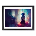 Woman In The Mist Abstract H1022 Framed Print for Living Room Bedroom Home Office Décor, Wall Art Picture Ready to Hang, Black A2 Frame (64 x 46 cm)