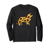 Sunflower Newfoundland Silhouette - Newfoundland Dog Lover Long Sleeve T-Shirt