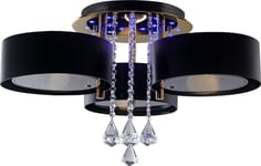 Mdeco Glamour Taklampe Taklampe Elmdrs8006/3 Tr Bl Mdeco Metallramme Med Fjernkontroll Gullkrystaller Sort