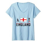 Womens England Fans Cricket Lover Team English Fans ODI Cricket V-Neck T-Shirt