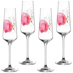 LEONARDO Presente 044483 Lot de 4 flûtes à champagne en cristal avec impression florale Passe au lave-vaisselle 280 ml