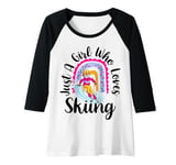 Womens Skiing Girl Boho Rainbow Winter Sports Ski Lover Girls Raglan Baseball Tee