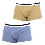 Dim Unno Lot de 2 boxers en coton élastique pour homme, Bleu - Beige, XL