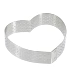 De Buyer - Cercle à tarte coeur VALHORNA en inox perforé - 8 cm - Fabriqué en France, Technologie AIR SYSTEM, Micro-Perforations pour Cuisson Rapide et Homogène pour Résultats Croustillants