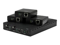 Startech.Com 3 Way Hdmi Splitter - Hdbaset Extender Kit W/ 3 Receivers - 1X3 Hdmi Over Cat5e / Cat6 Splitter - 3 Port Hdbaset Hdmi Extender - Up To 4K (St124hdbt) - Video/Lyd-Forlenger - Opp Til 70 M