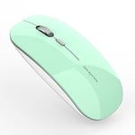 Uiosmuph Q5 Souris sans Fil Rechargeable, Ultra-Mince Optique Mouse Silencieux 1600 DPI Réglable Wireless Mouse pour Ordinateur, PC, Portable, MacBook (Mint Green)