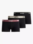 BOSS Logo Waistband Trunks, Pack of 3, Black/Multi