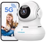 litokam Littleelf Security Camera Indoor, 2K Pet Dog Cameras House Security with APP, Baby Monitor with Motion/Crying Detection, WiFi Camera with 2-Way Audio (White, 5G&2.4G-1Pack)