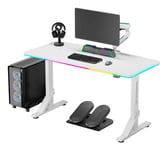 Ultradesk Iron Hvitt Spillebord, 132,5X60,5 Cm, 71-81 Cm, Mekanisk Justerbar Høyde