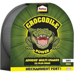 Pattex Crocodile Power | Adhésif Multi-Usages Gris (rouleau de 20 m) – Ruban adhésif extra fort résistant à l'eau – Rouleau adhésif pour maintien durable