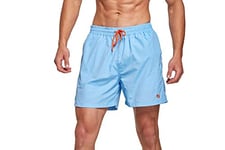 Tansozer Short de Bain Homme Court Boardshort Maillot de Bain Homme Short Plage étanche Short Séchage Rapide Shorts avec Filet Bleu Ciel XL