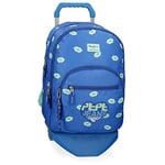 Pepe Jeans Ruth Sac à dos double compartiment avec chariot Bleu 32x44x22 cms Polyester 30.98L