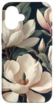 Coque pour iPhone 16 Magnolias crémeux élégants sur fond sombre