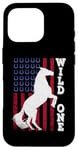 Coque pour iPhone 16 Pro Vintage Grunge American USA Flag Wild One Mustang Horse