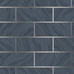 Rasch Marble Brick Metallic Wallpaper – Blue/Silver 311327