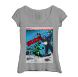 T-Shirt Femme Col Echancré King Kong Versus Godzilla Vieille Affiche Française De Film Rétro Poster Cinéma Vintage