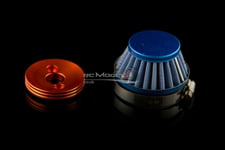 Mad Max Highflow Air Filter & Velocity Stack Blue For KM & HPI Baja 1/5th RC