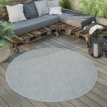 Tapis Extérieur Rond Résistant Aux Intempéries Balcon Terrasse Tapis De Cuisine Moderne Monochrome, Dimension:160 cm Rond, Couleur:Gris