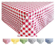 Home Direct Rectangular Oilcloth PVC Wipe Clean Tablecloth Table Cover 140cm x 180cm 55x70 Gingham Check Red