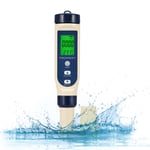 Testeur pH Piscine 5-en-1, pH Mètre Électronique Haute Précision pour Mesure pH,TDS,EC,Température,Analyseur Eau Potable