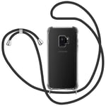 MICASE Collier pour Samsung Galaxy S9 Coque, Étui pour Téléphone avec Cordon Transparente TPU Bumper Lanyard Case Tour de Cou Chaîne Cordon Lanière Housse Etui pour Samsung Galaxy S9 - Noir