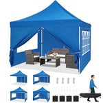 TOOLUCK Barnum Pliant 3x3m Tonnelle Pliante 3x3 Tonnelle de Jardin Exterieur Imperméable Professionnel Tente de Reception avec 4 Parois Latérales Tonnelle Tente UV 50+, Bleu