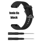 For Garmin Fenix 6 6s 6x 5 5s 5x Silicone Watch Band 20mm 22mm Black