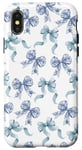 Coque pour iPhone X/XS Nœuds en toile bleue et blanche pour femme